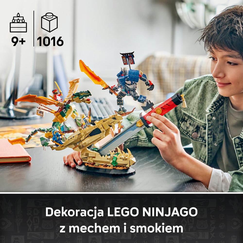 LEGO NINJAGO Bitwa o Smocze Ostrze 71871 | zestaw bitewny ninja, zabawka akcji, prezent dla chłopca i dziewczynki 9+, pojedynek ninja, 1016 elementów