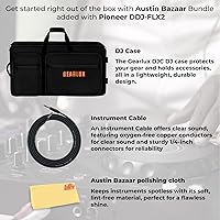 Vista 2 de Pioneer DJ AlphaTheta DDJ-FLX2 Paquete de controlador DJ compacto de 2 canales con estuche, cable para instrumentos y paño de pulido Austin Bazaar