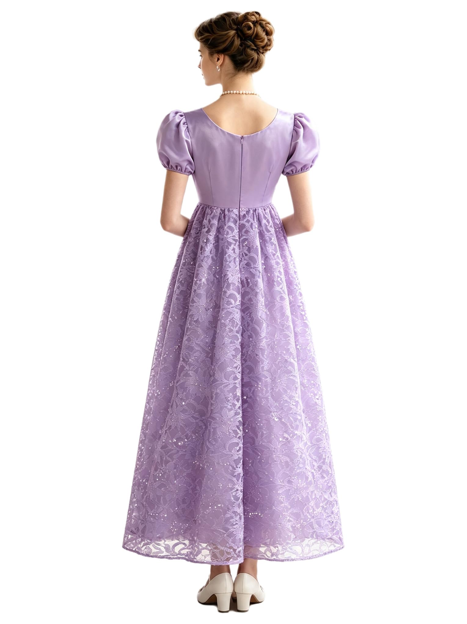 Hansber Donna Abito Elegante da Scatto Fotografico Un Concerto Classico | Collo In Stile Retro Reggiano,Vita Alta Imperiale,Vestito Da Sera,Vintage,Luna Miele,Ufficio,Cerimonia,Evento Costume Storico