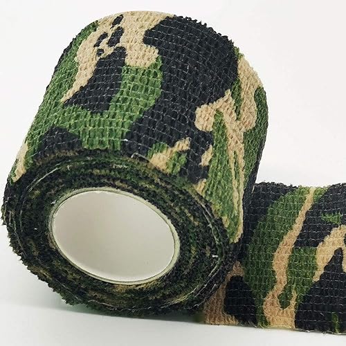 Miniatura 7 de MeiShiEr Cinta de camuflaje autoadhesiva de 12 rollos de 2 x 177 pulgadas vendaje elástico militar banda elástica de tela multifuncional para