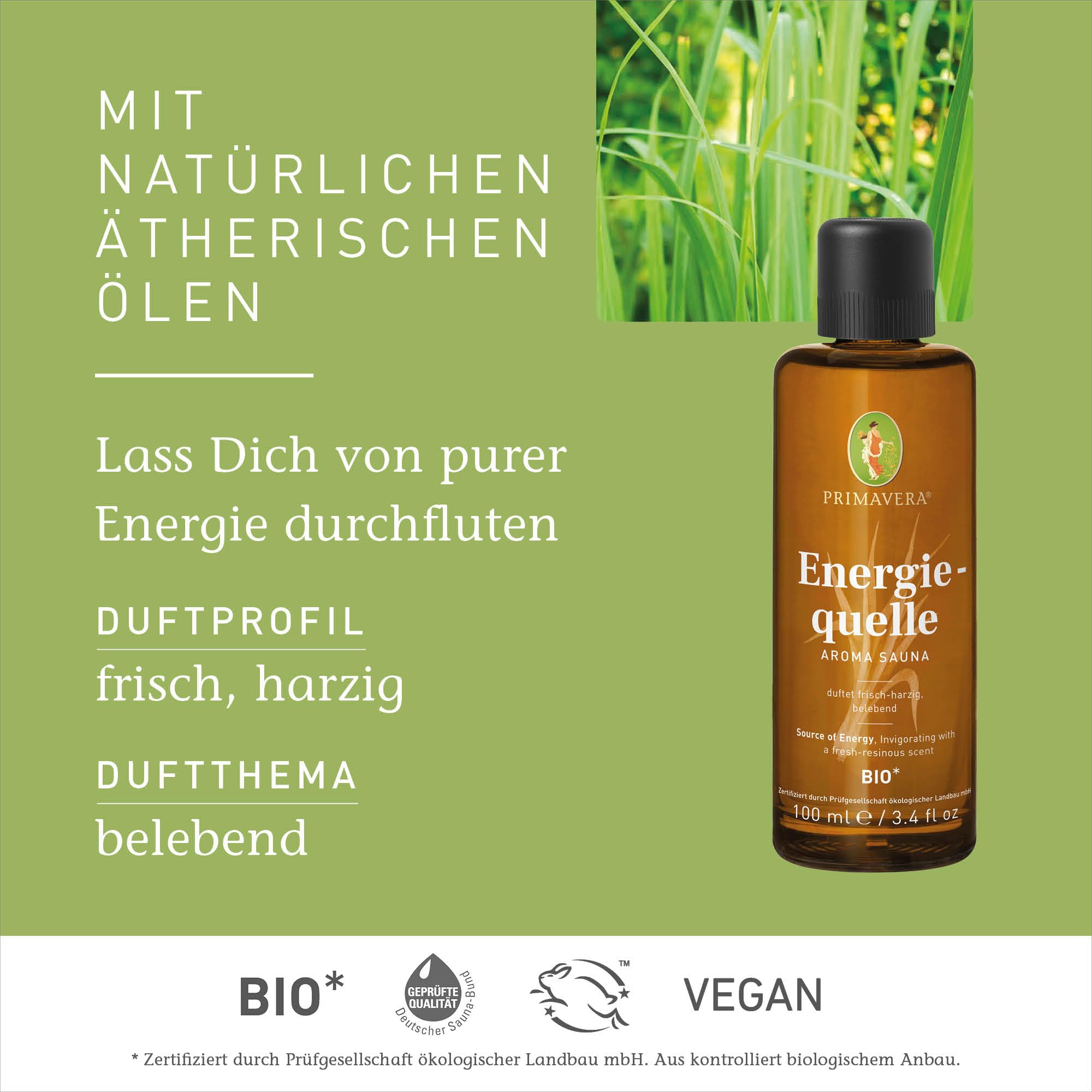PRIMAVERA Energiequelle Aroma Sauna bio, 100 ml Solution
