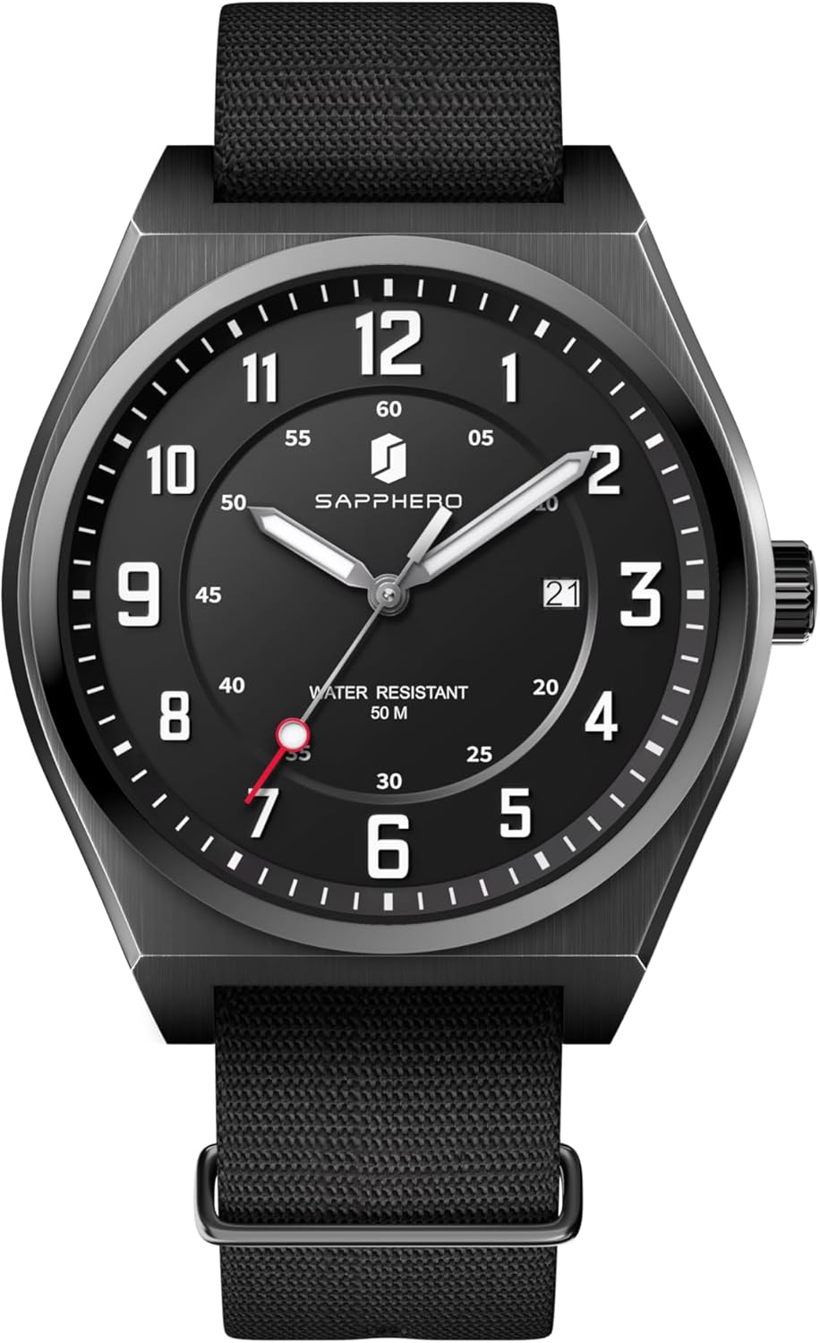 SAPPHERO Men's Silicone Waterproof Watch 5ATM Japanese Quartz Movement Stainless Steel Case Men's Watch Date Design Sport Casual Business Best Gift for Men