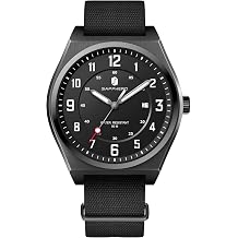 SAPPHERO Men's Watch Military Sports Watch 50M Water Resistant Luminous Pointer 3 O'Clock Date Window Durable Adjustable Nylon Strap Casual Watch for Men,Black