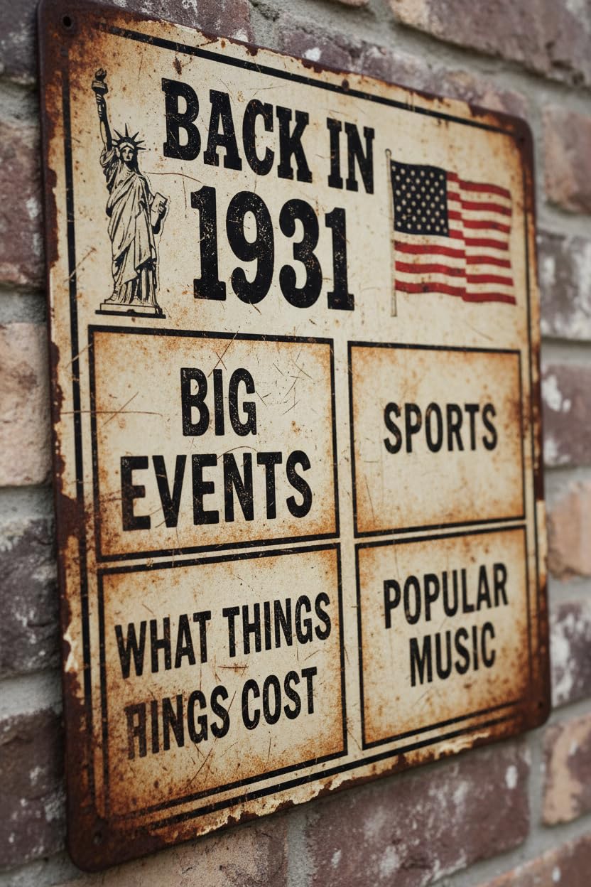 Vintage Metal Signs For 90th Birthday Decorations Birthday Posters, 90th Birthday Gifts For Women And Men - 1931 Birthday Poster Tin Signs 8"x12" Aluminum Plates Printed