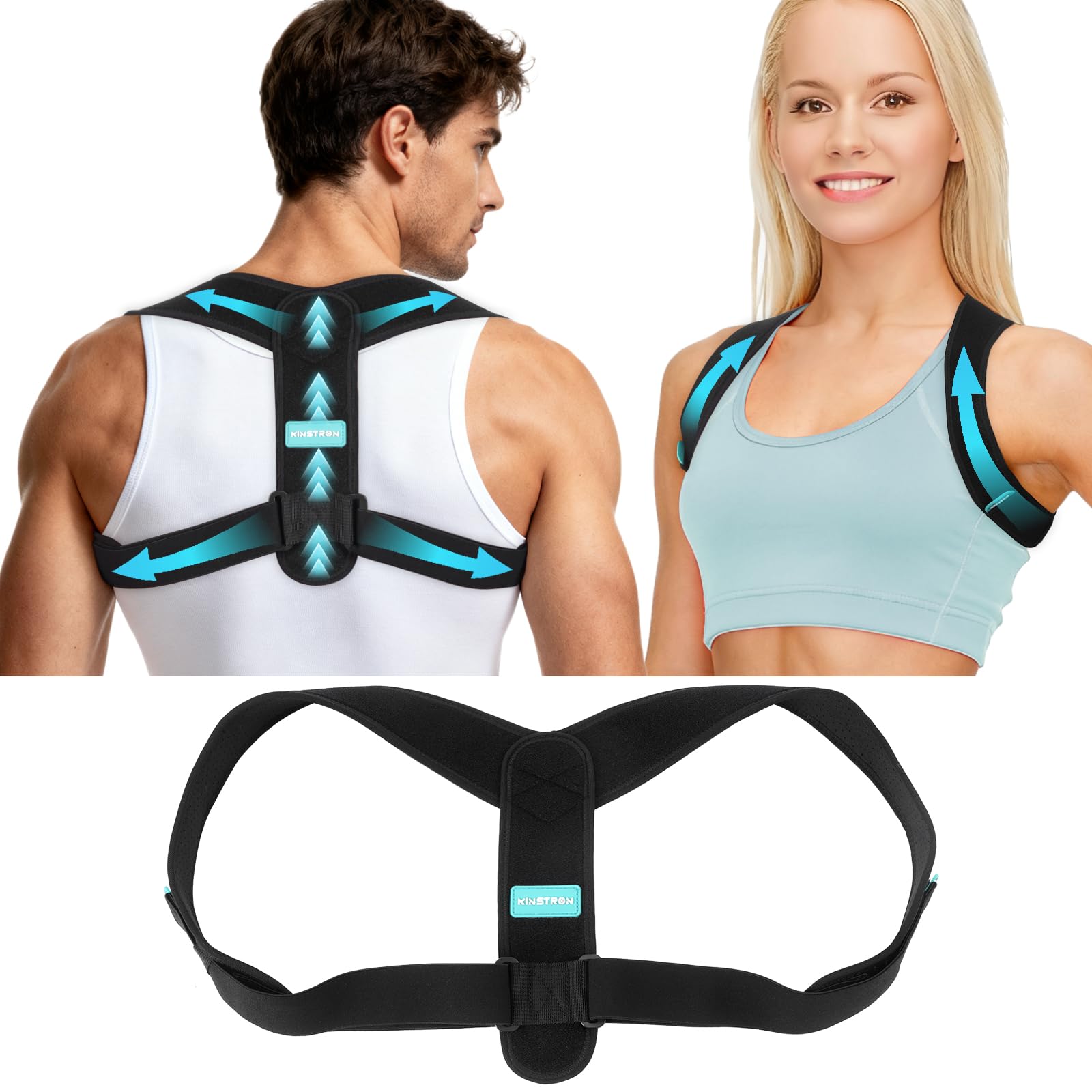 Adjustable Posture Corrector for Men Women Upper Mid Back Brace for Posture Alignment Relieves Neck Shoulder Clavicle Pain