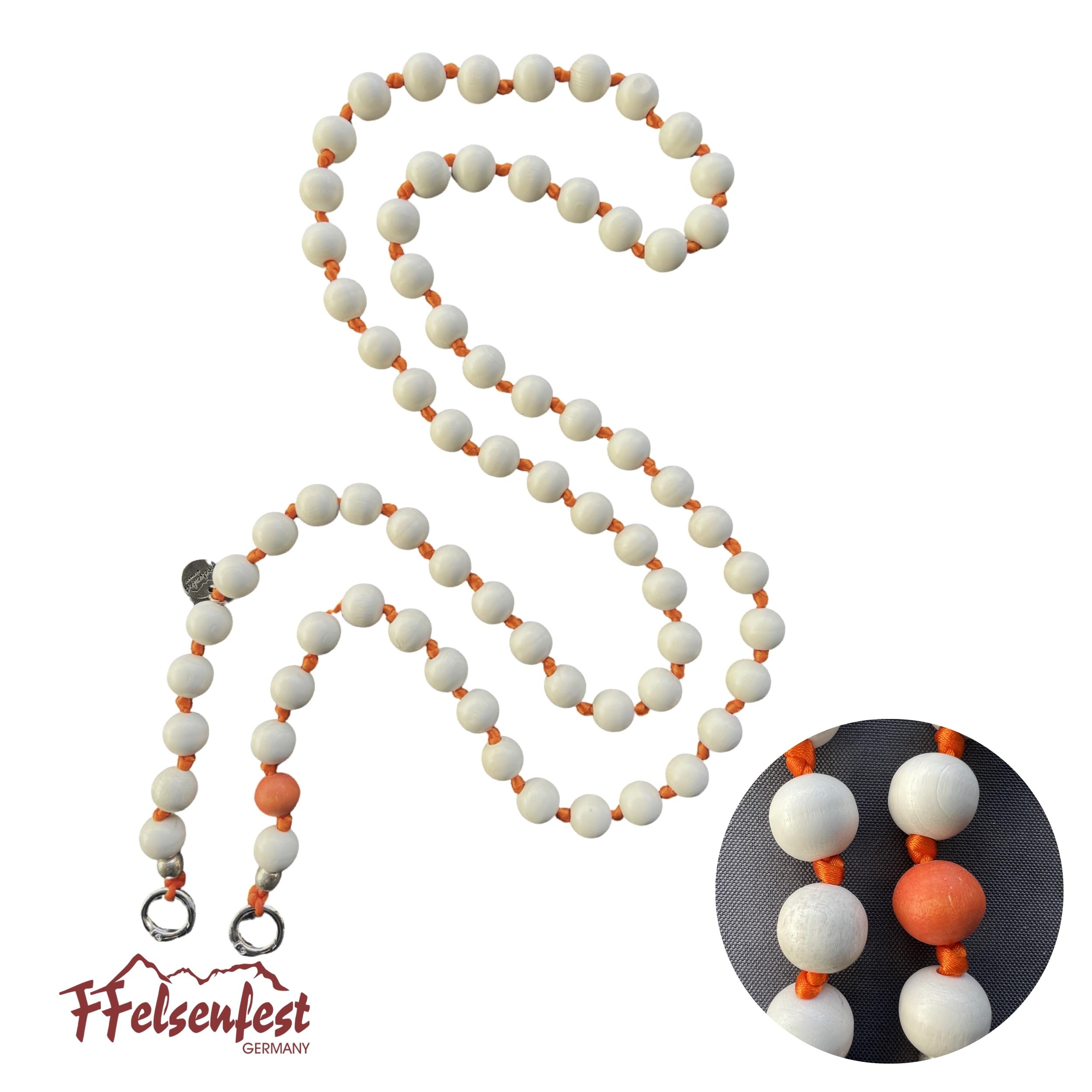 Handykette Lang Holzperlen natur-orange I ø15 mm I Länge ca. 138 cm I H0100