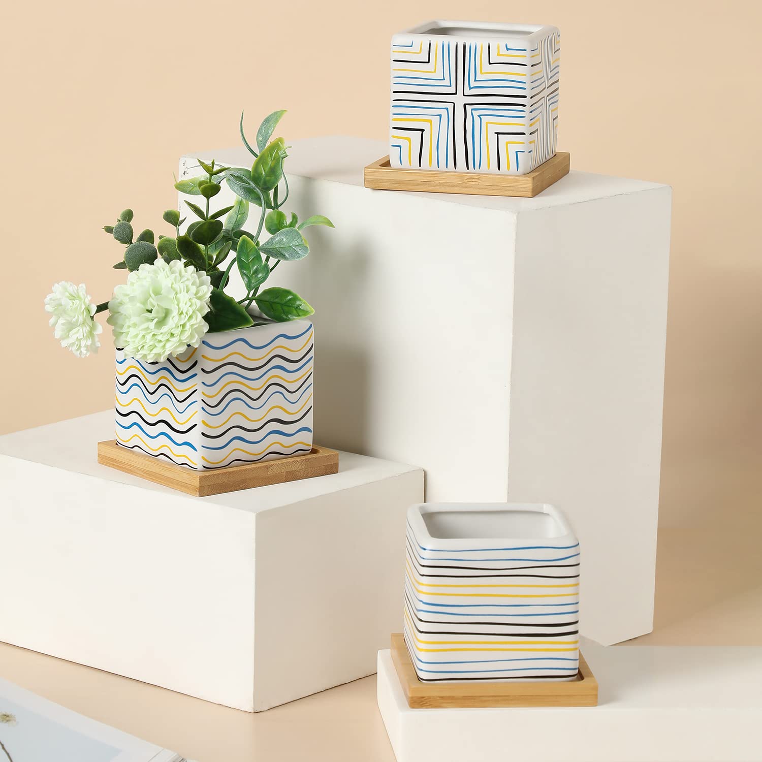 BONHOMIE White & Grey Marble Effect Ceramic Planter with Gold Metal Stand for Home Decor | Center Table Decorative Item for Living Room, Dining Table, Office, Bedroom | Pack of 1 (Without Flower) (B0BH7ZYGH4) Amazon Price History, Amazon Price Tracker