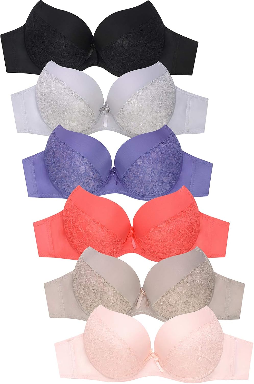 DailyWear Womens Push Up Bra Various Styles (Pack of 6)
