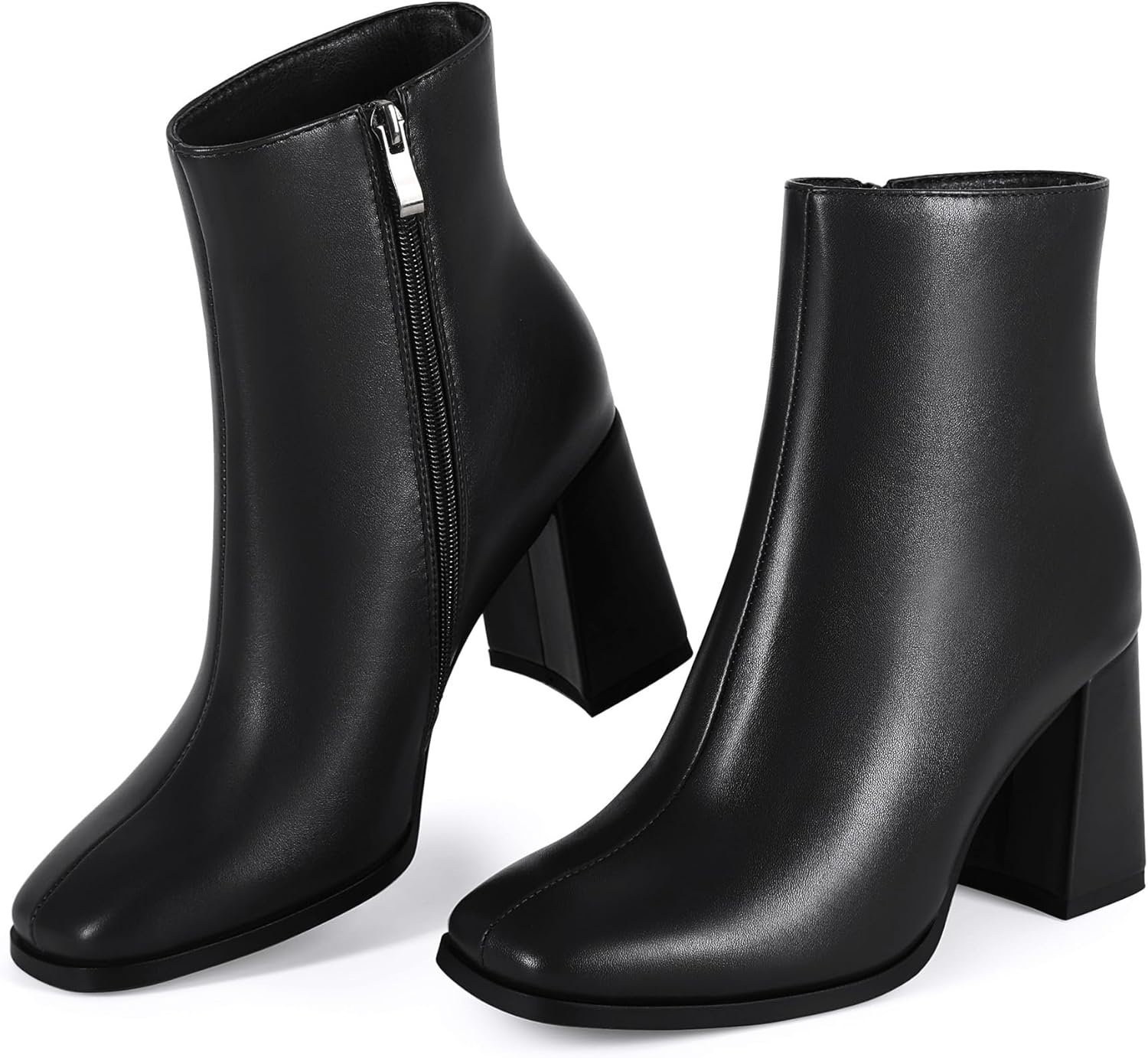 Womens Square Toe Ankle Boots Chunky Block Heel Short Boots for Women Mid Heel Dressy Booties Office Party Daily Wear - Image 8