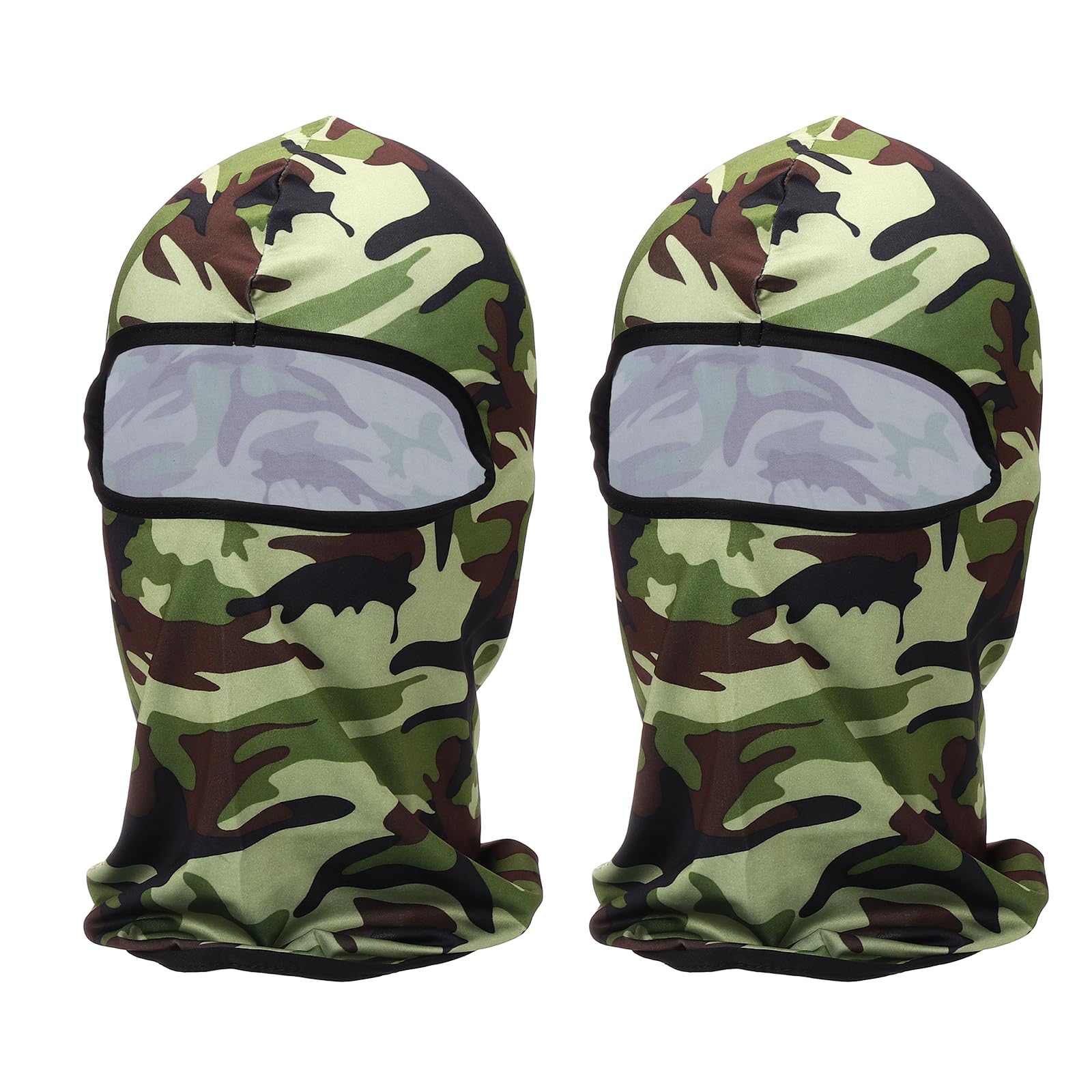 sourcing map 2pcs Summer Balaclava Face Mask, Polyester Sun Protection Hood Face Cover Cooling Full Head Mask for Men Women Fishing Motorcycle Cycling, Camo Army Green