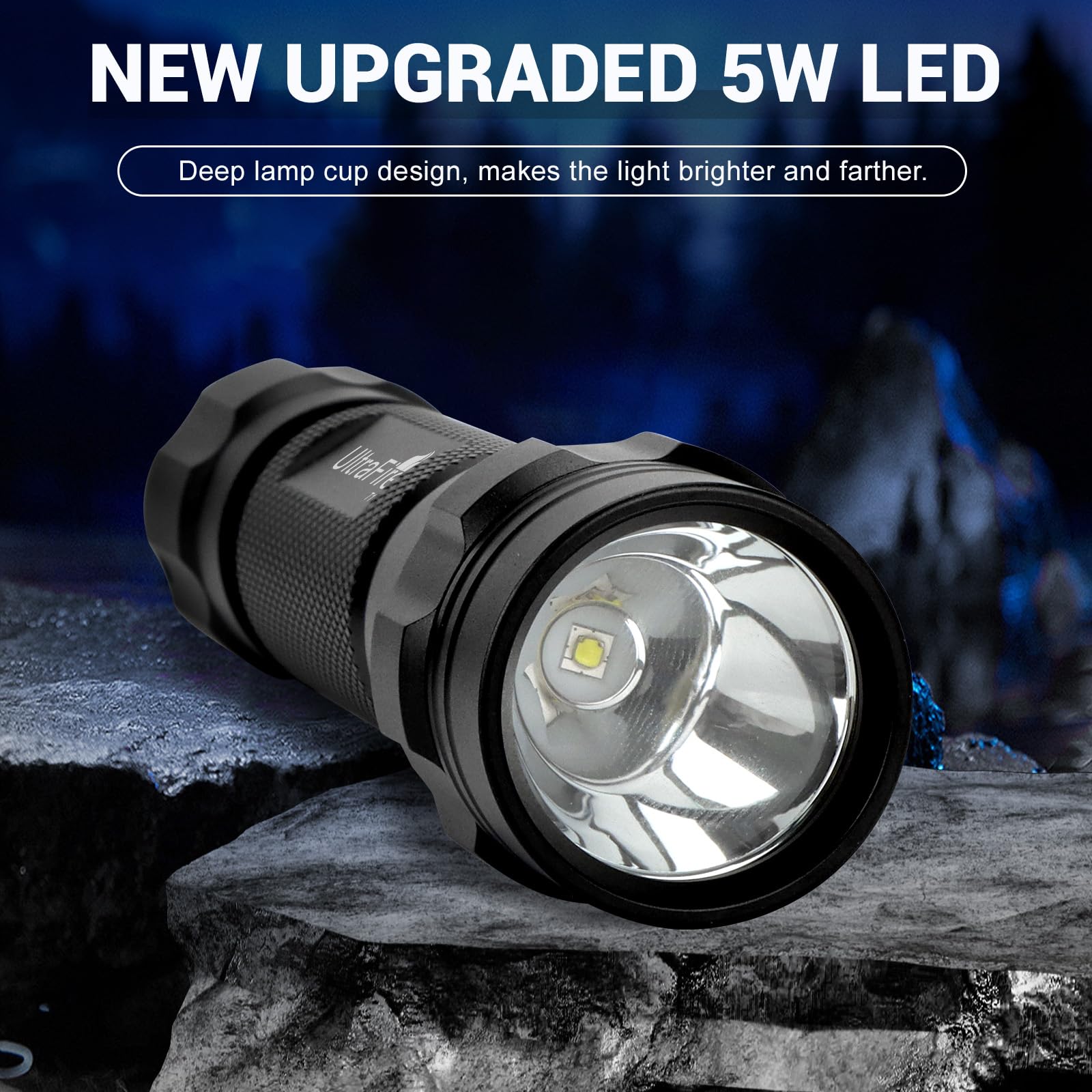 ULTRAFIRE Lampe torche tactique avec étui, 1000 lumens, mode unique, lampe de poche LED avec pochette de ceinture, petite lampe de poche EDC lumineuse, T1