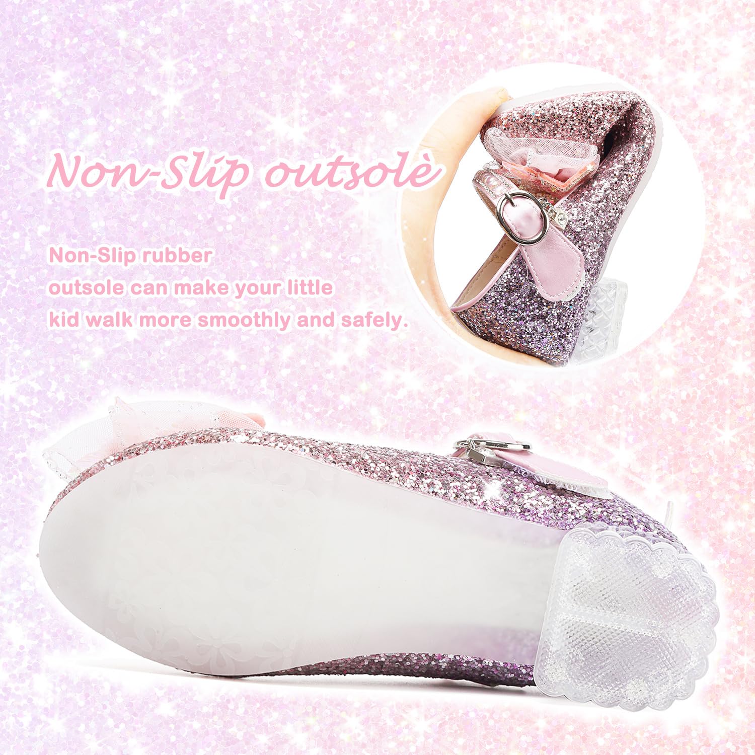 Prinzessin Schuhe Mädchen Glitzer Mary Jane Schuhe Kinder Stöckelschuhe Pailletten Abendschuhe Cosplay Schuhe Hochzeiten Halloween Fest Fasching Geburtstag Party