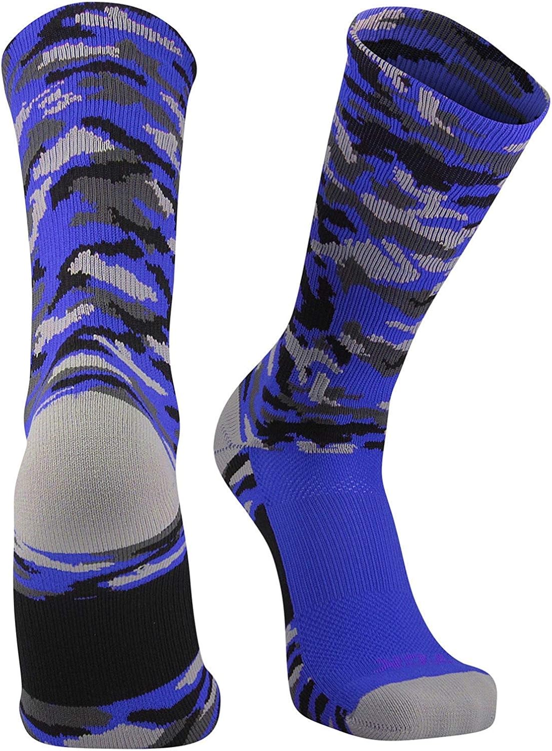 TCK Sports Elite Woodland Camo Performance Crew Socks Royal Camo X-Large