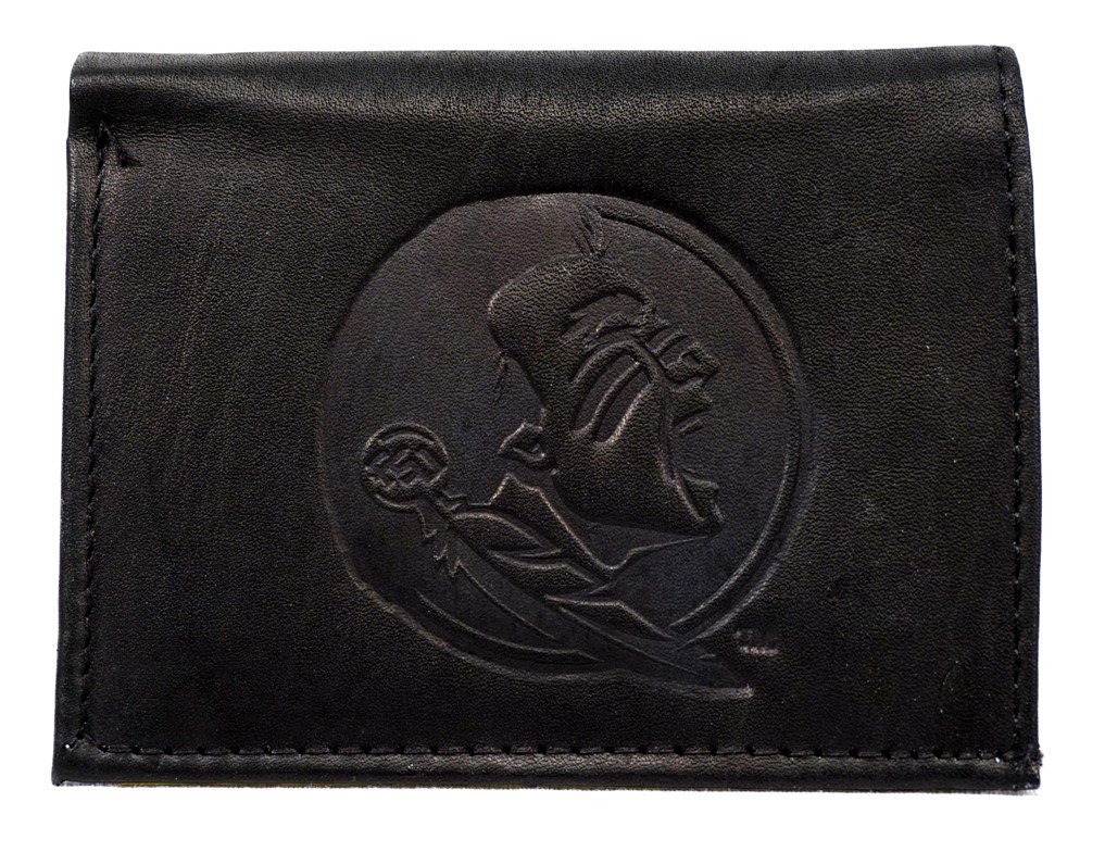NCAA Florida State Seminoles Tri-Fold Leather Wallet, Black