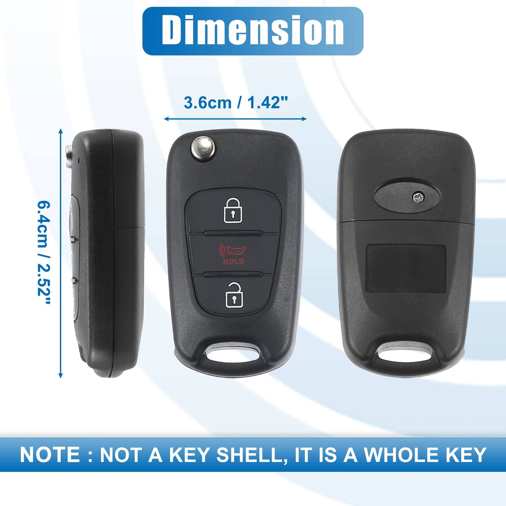 2 For 2014 2015 Kia Optima Soul Keyless Remote Flip Car Key Fob Case Replacement - Foto 5