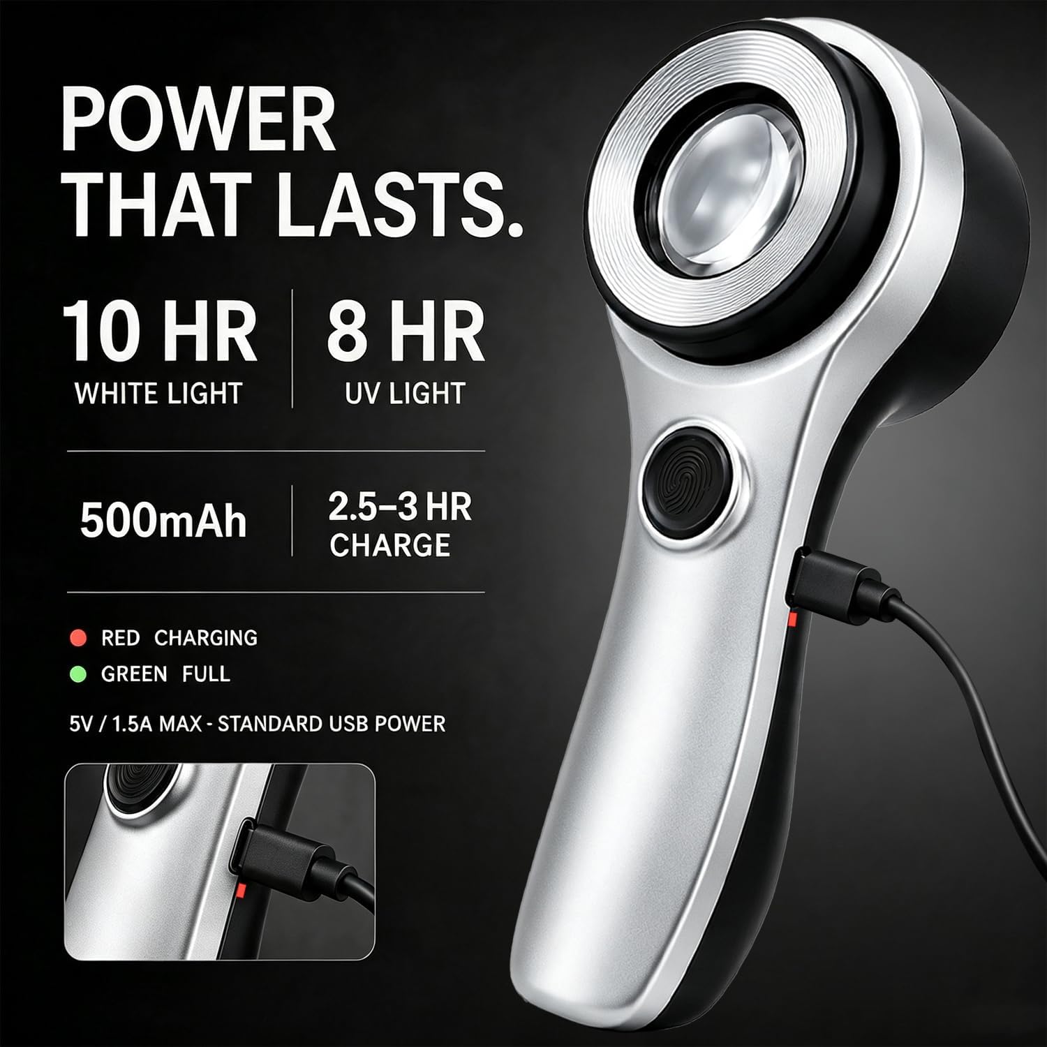60X Rechargeable Jewelers Loupe with LED UV Light Type-C
