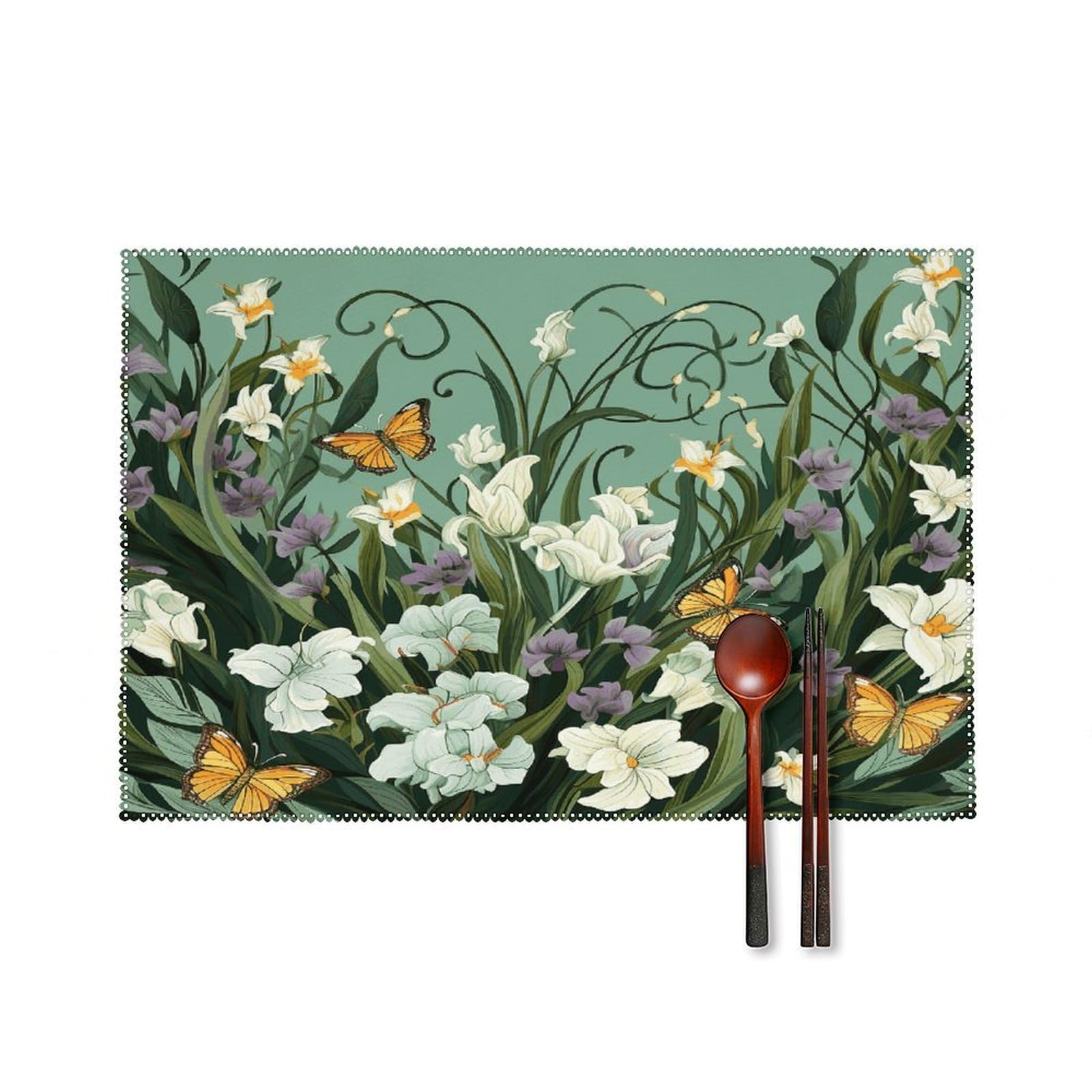 Fodpand Style Flowers And Butterflies Placemats Set Of 4 Place Mats Table Mats