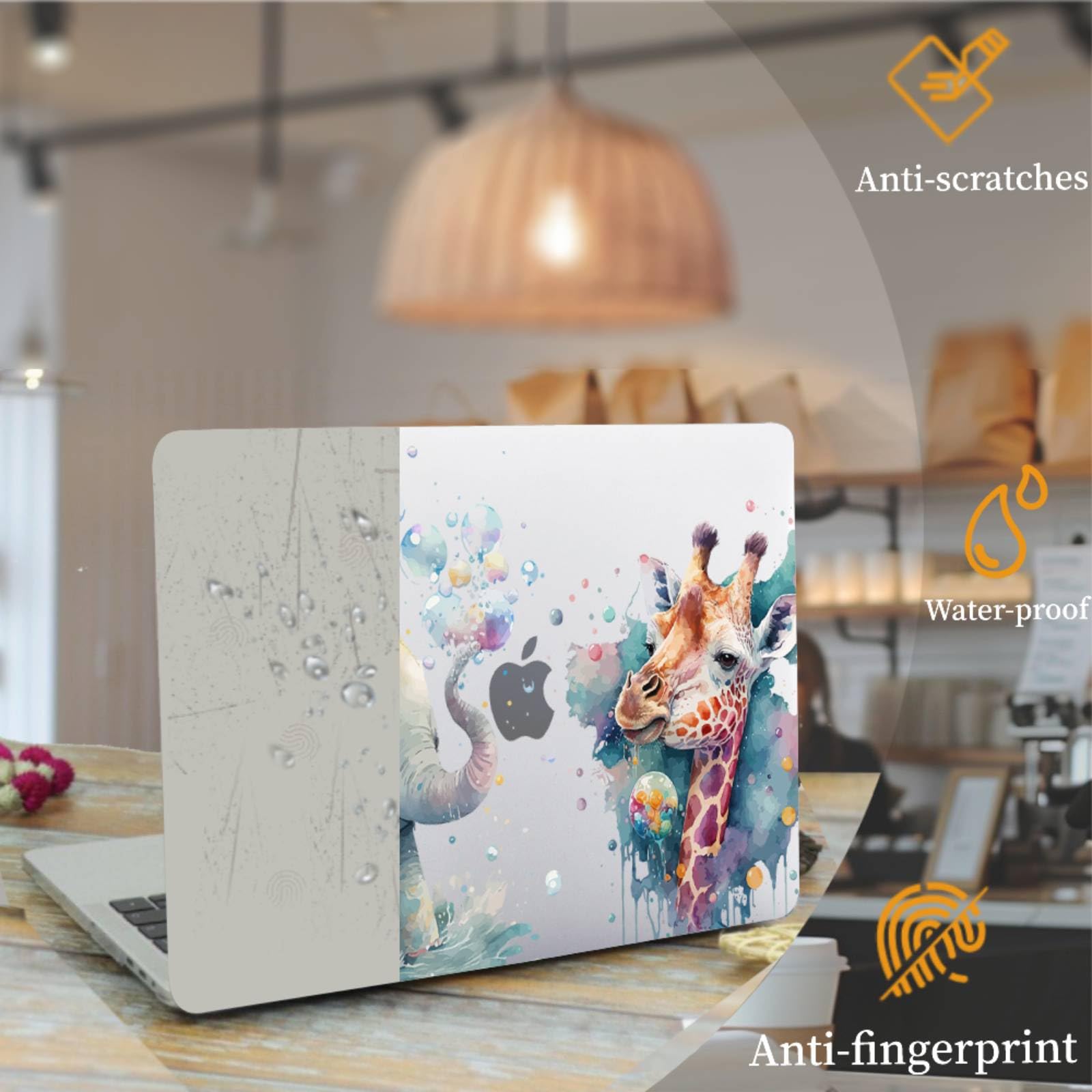 Coque Compatible MacBook Air 13,6 Pouces A2681 A3113 A3240 2022-2025 Écran Retina Mat Étui Plastique Housse Clavier Éléphants Girafes