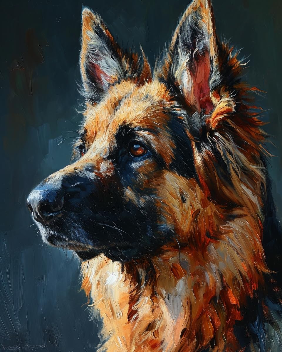 Paint by Numbers, German Shepherd Alert and Watchful, Adult