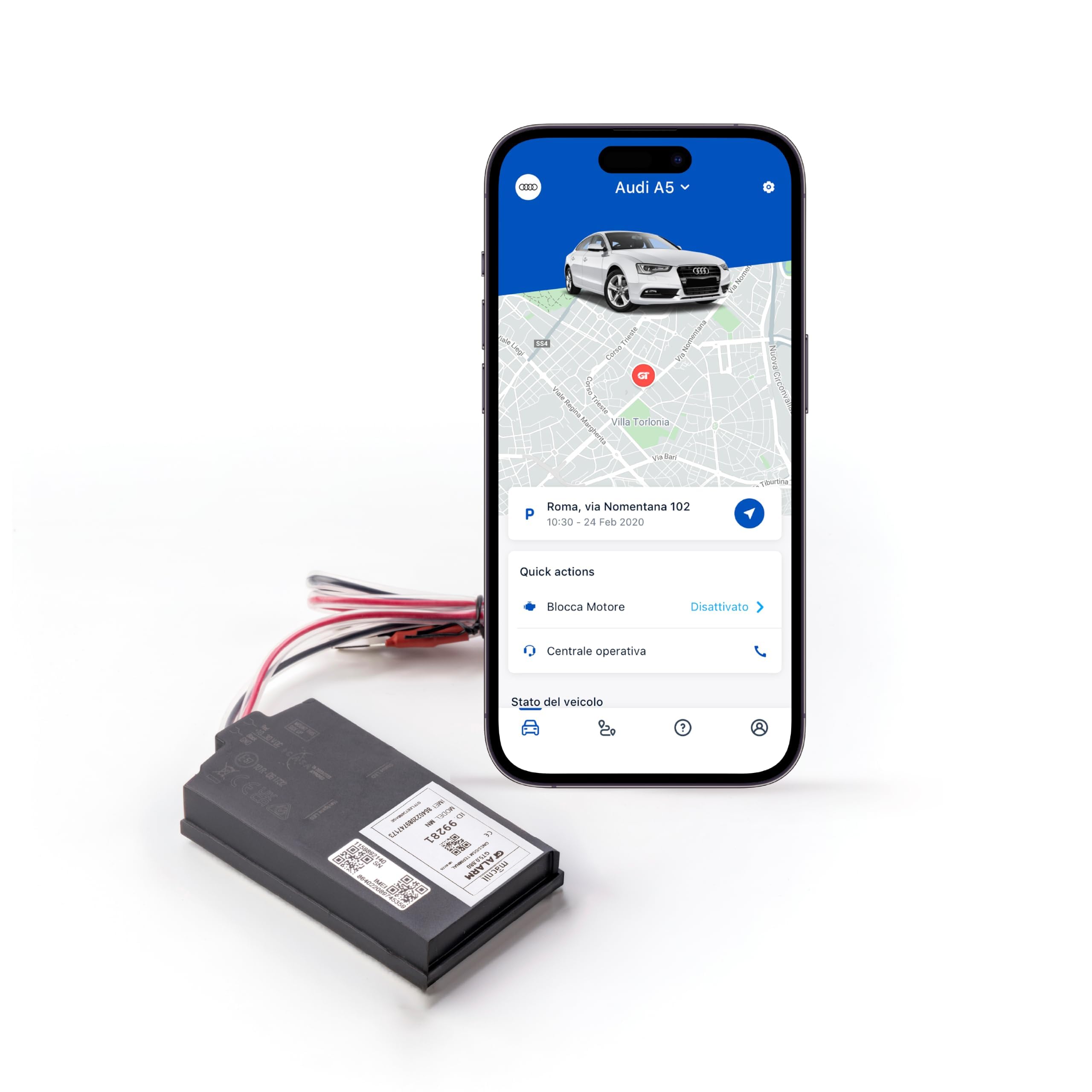 GT ALARM MINICAR - Antifurto Satellitare 4G per Minicar - Centrale Operativa e facile installazione