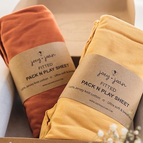 Pack and Play Sábanas bajeras Compatible con colchón 4moms Breeze Plus Playard y otros colchones grandes 100% algodón jersey suave Amarillo
