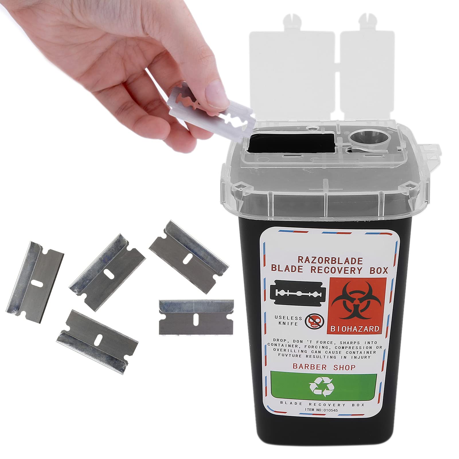 Contenitore per Lame in Plastica Resistente Agli Agenti Chimici, Smaltimento Lame, Nero