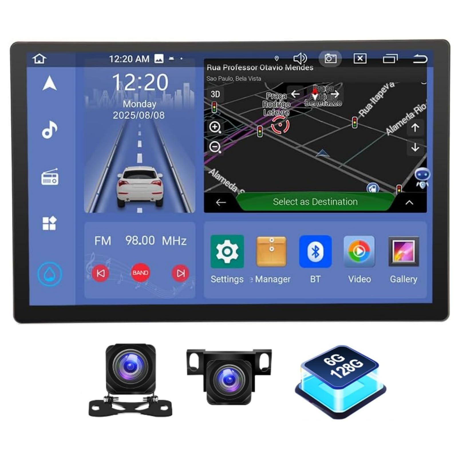 Photo 1 of 6+128GB Octa Octa 13" Android Double Din 2K QLED Touch Screen Car Stereo