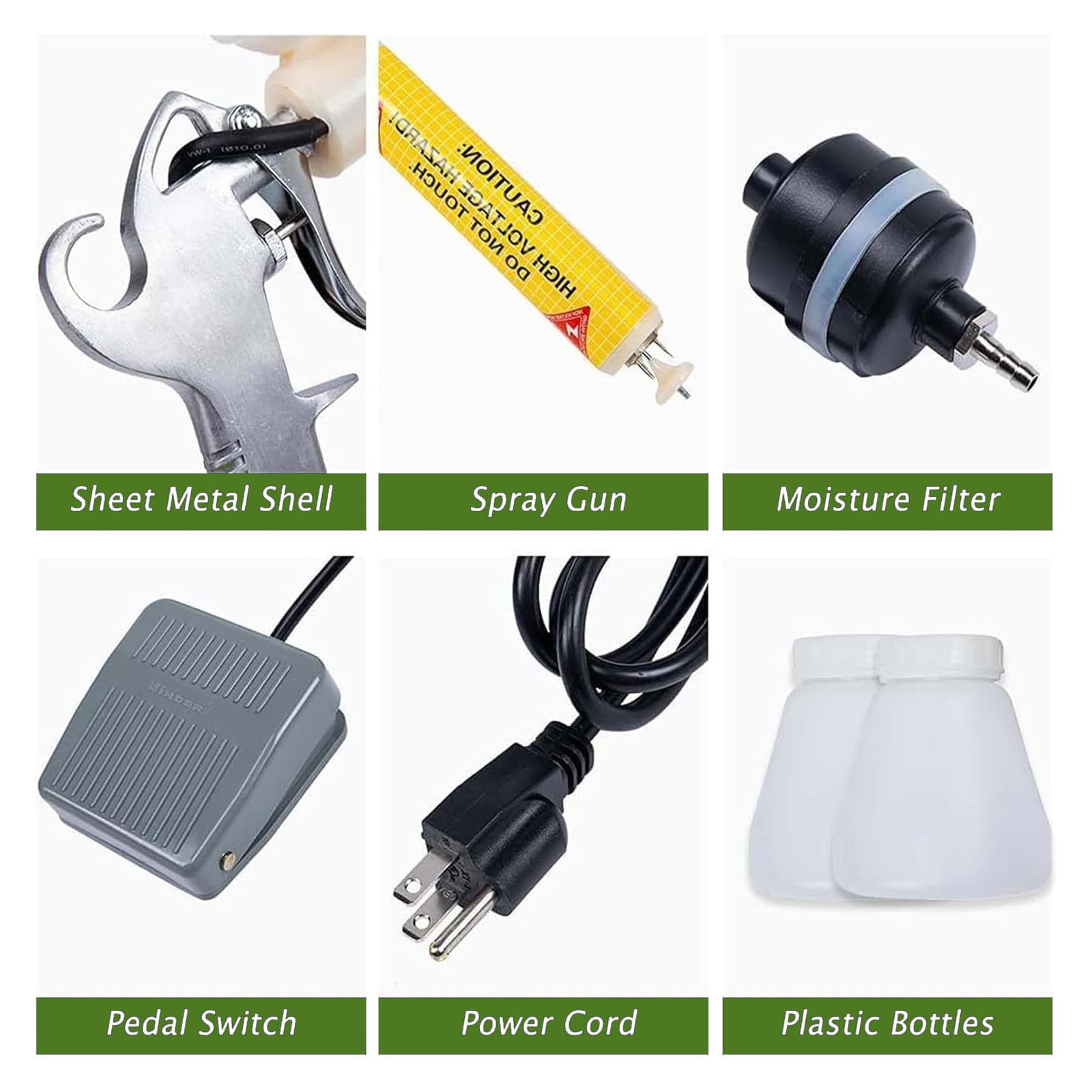 Pistolet natryskowy, pistolet lakierniczy, system powlekania, zestawy do powlekania elektrostatycznego, z przełącznikiem nożnym, pistolet natryskowy, 220 V / 110 V