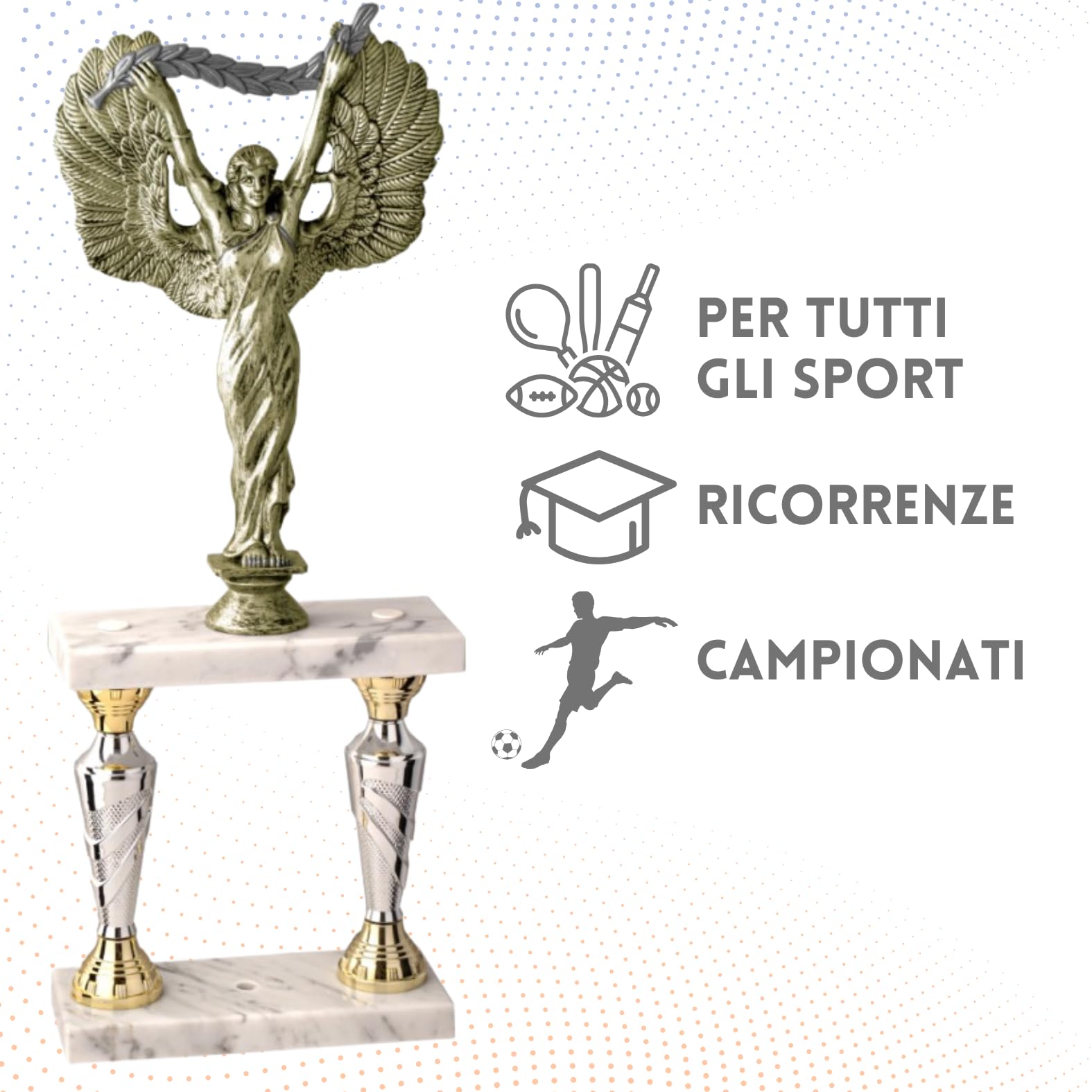Coppa Trofeo Personalizzabile Grande a 2 Piani Varie Misure Calcio, Fantacalcio, Tennis, Padel, Basket Premiazioni Sportive ed Eventi con Targhetta Personalizzata cod 5.231