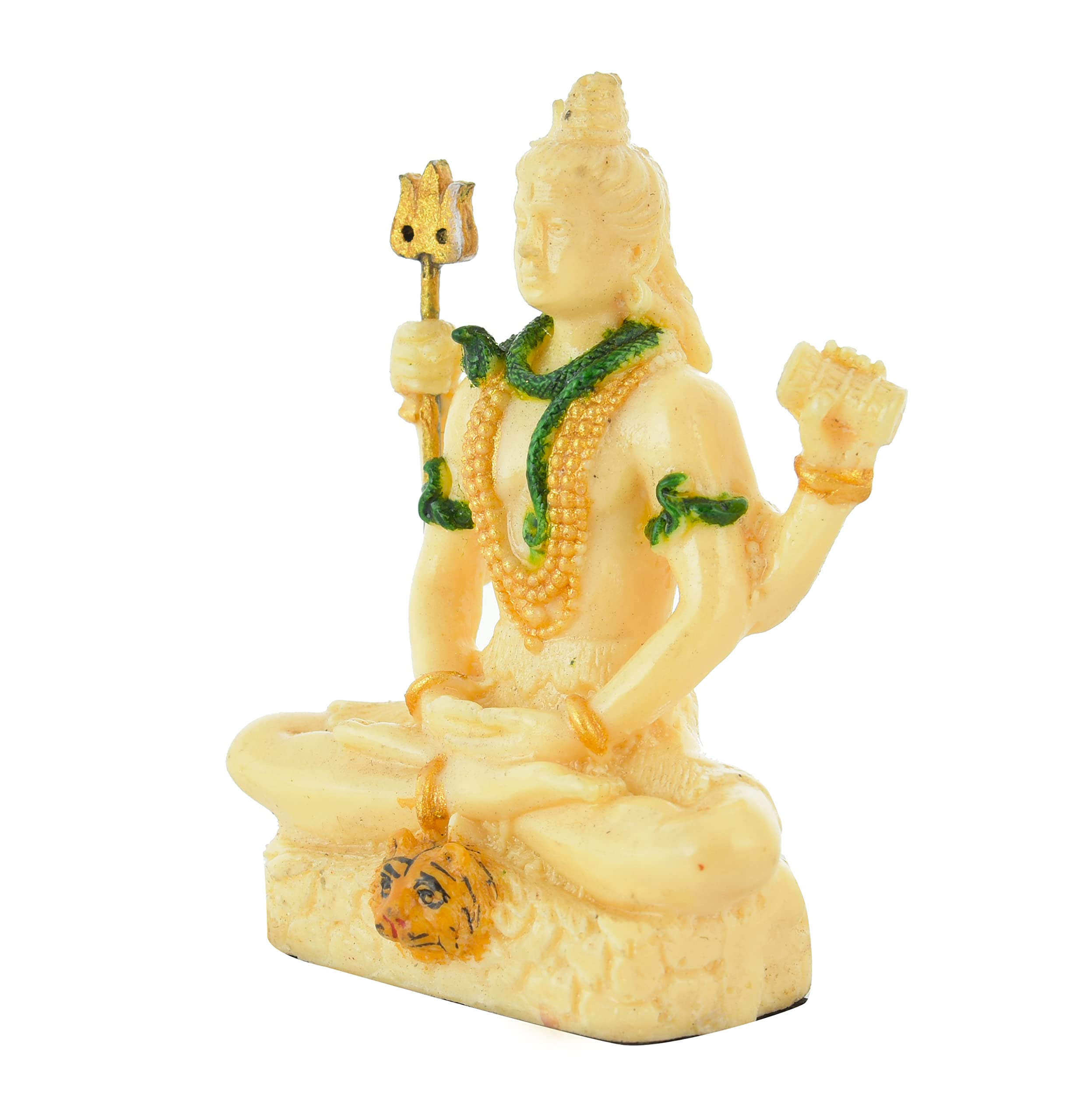 Archna Polyresin Handicraft Lord Shiva Sitting on Dhyan Mudra Murti Figurines Idol for Home Office Pooja Room Mahadev Sculpture (3x2 inch, Beige) - Image 3 thumbnail