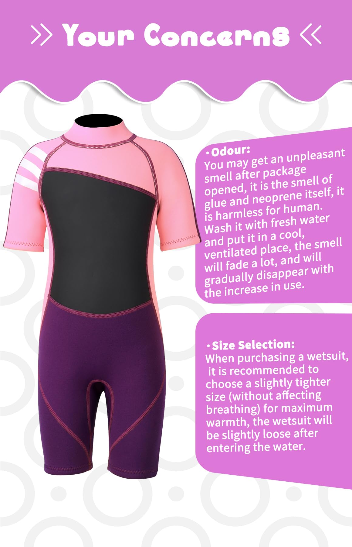 Traje de neopreno corto de 2,5 mm para niños, traje de baño de una sola pieza con protección UV para niñas y niños, natación, buceo, esnórquel, surf