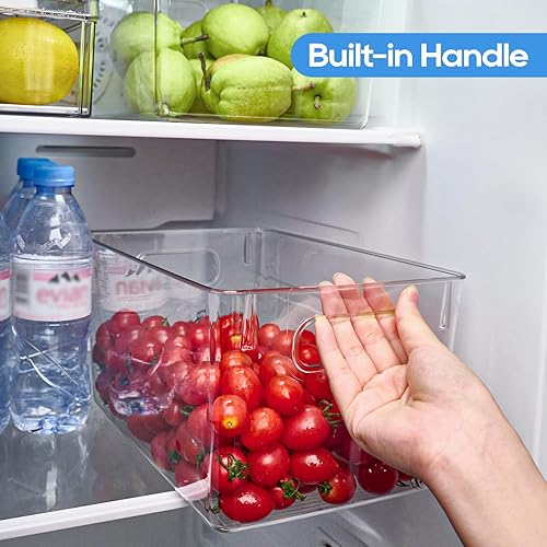 Miniatura 5 de JollyPack Paquete de 4 cubos de almacenamiento de plástico transparente, organizadores de despensa y almacenamiento con asas, contenedores de