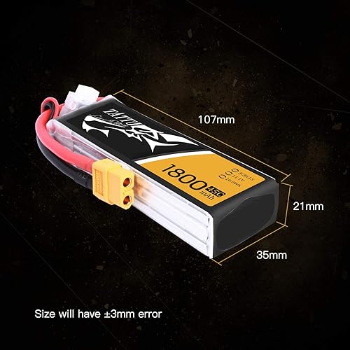 Miniatura 3 de Tattu Batería LiPo de 11.1V 1800mAh 3S 45C con enchufe XT60 para Skylark M4-FPV250 Mini trituradora 200 INDY250 PLUS MOJO 280 QAV250 Vortex Emax