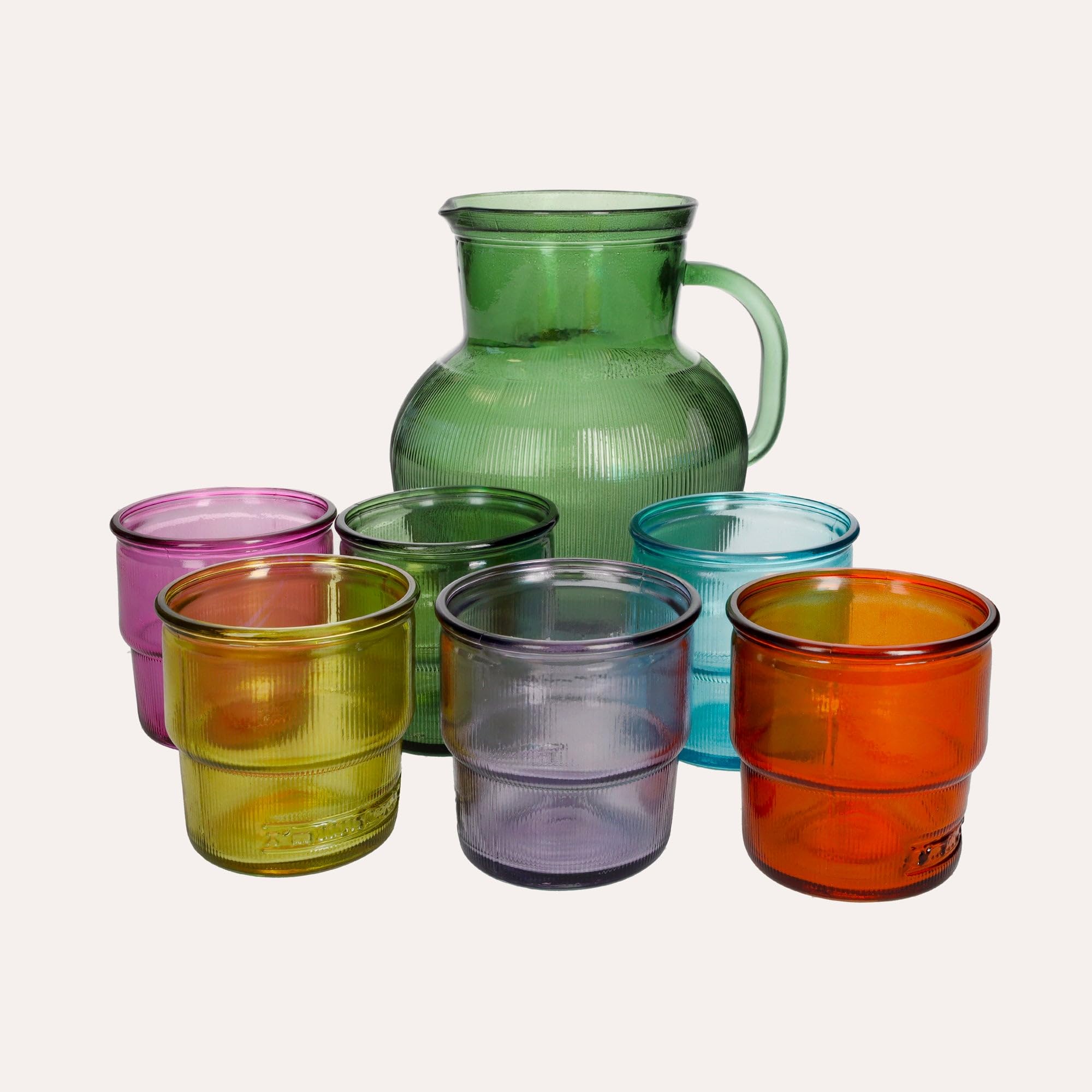 Keyhomestore - Jarra de mesa, fabricada en vidrio reciclado, altura 20 cm, diámetro 17 cm, color púrpura, ideal para contener bebidas alcohólicas y no alcohólicas. Idea de regalo para amigos. (Verde)
