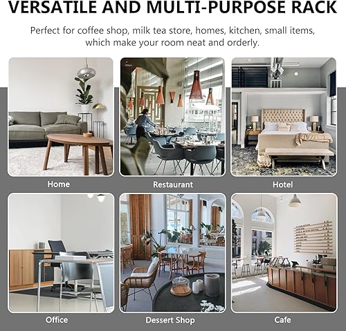 Miniatura 5 de Cabilock Estante para jarabe de hierro de 2 niveles, almacenamiento de especias, organizador de despensa de cocina, encimera, fácil de limpiar,