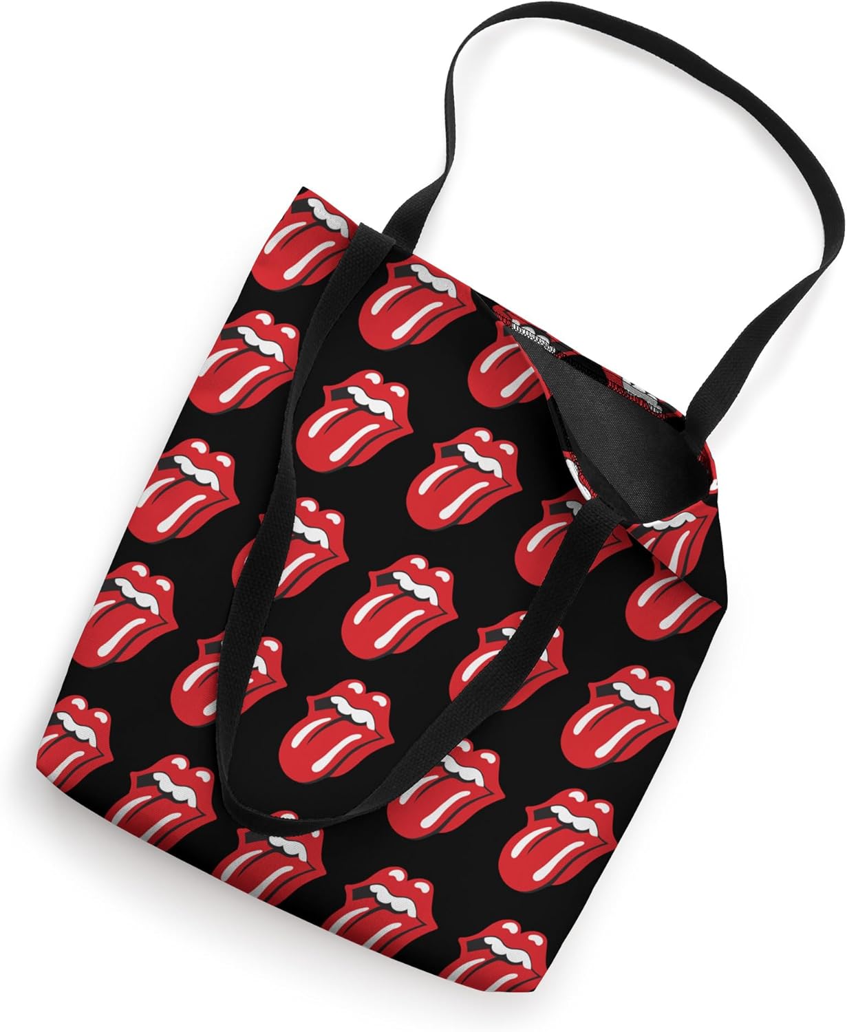 Official Rolling Stones Classic Repeat Tongue Black Tote Bag