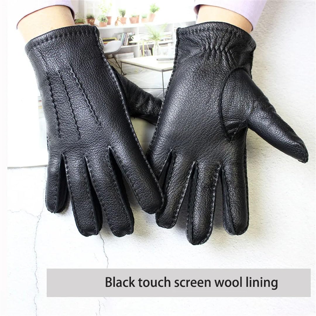 Gants d'hiver en cuir avec doublure en laine pour homme