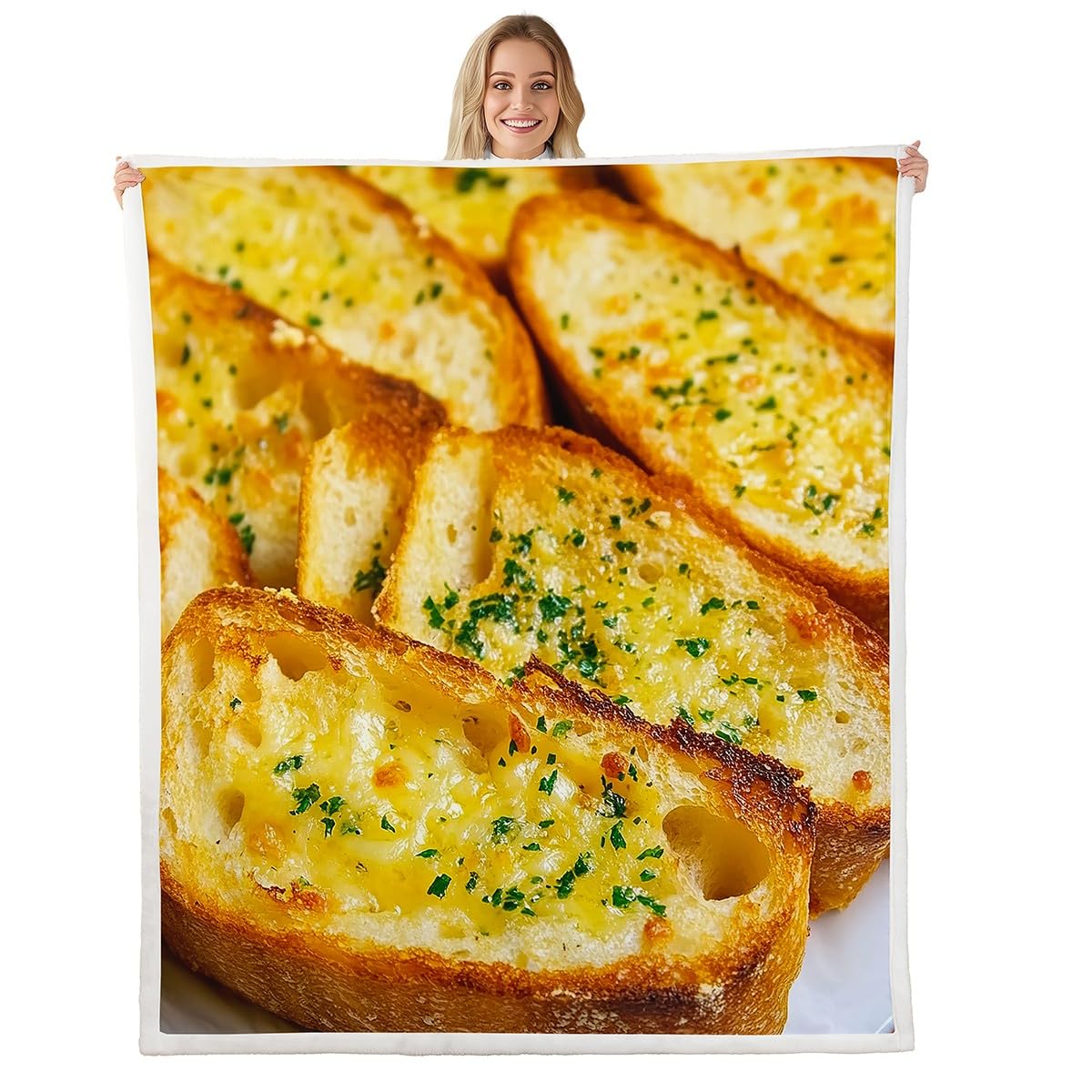 Erosebridal Garlic Bread Blanket for Kids Adults,Toast Bread Blanket Throw Funny Decor for Room,Realistic Food Themed Fleece Blanket Novelty Birthday