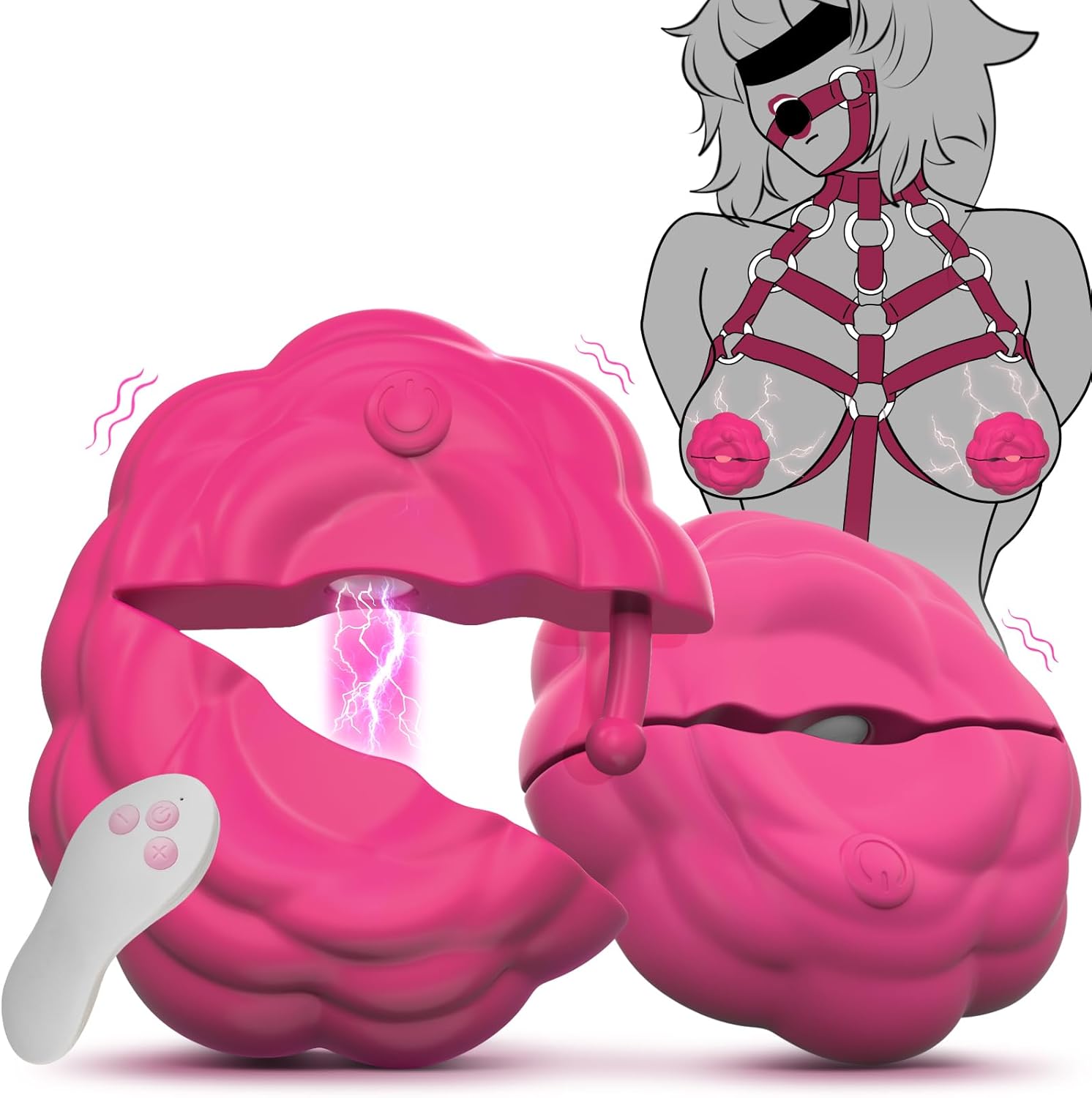 Product image of 2-IN-1 Sex Toys Electric Shock Vibrating Nipple Clamps, BDSM Bondage Adult Toys Sex Games with 7 Vibrations 7 E-stim Intensities, Nipple Toys Vibrator for Women Men Couples, Bondage Gear & Accessories