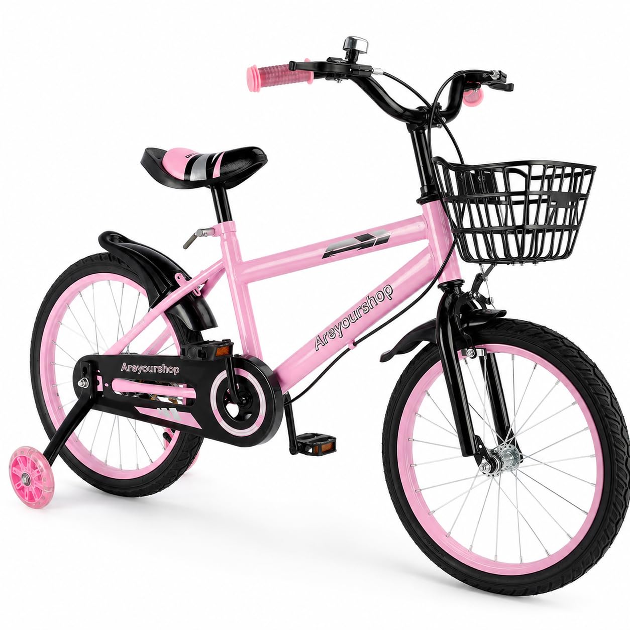 Bicicleta de 18 pulgadas para niños, Asiento ajustable y manillar, Marco de acero al carbono, Frenos dobles, rueda de radios a prueba de golpes, ruedas magnéticas