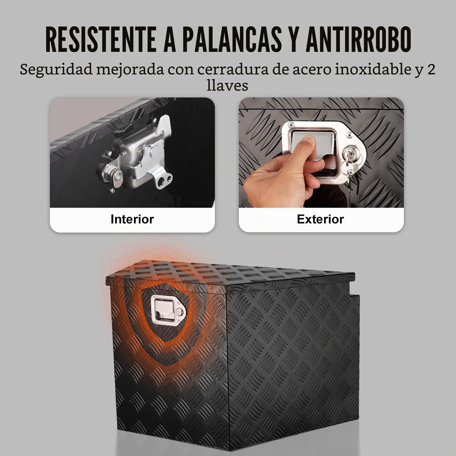 VEVOR Caja de Herramientas para Remolque Caja de Herramientas 990 x 305 x 419 mm para Remolque de Acero al Carbono Resistente con Cerradura y Llaves Resistente a la Intemperie para Mudanzas