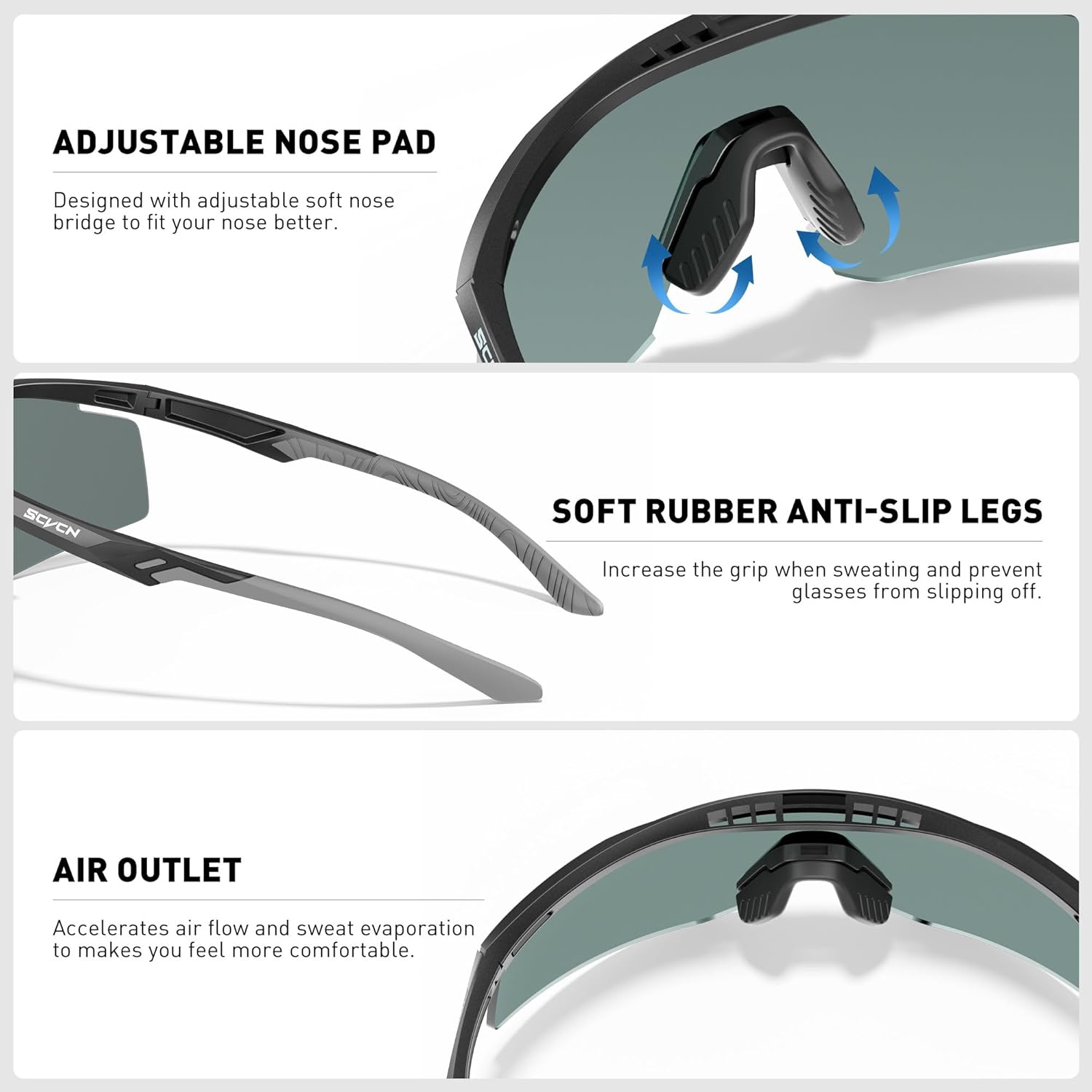 SCVCN Cycling Glasses Sports Sunglasses for Men Women, UV400 Protection Running MTB Bicycle Mountain Bike Glasses - Image 4