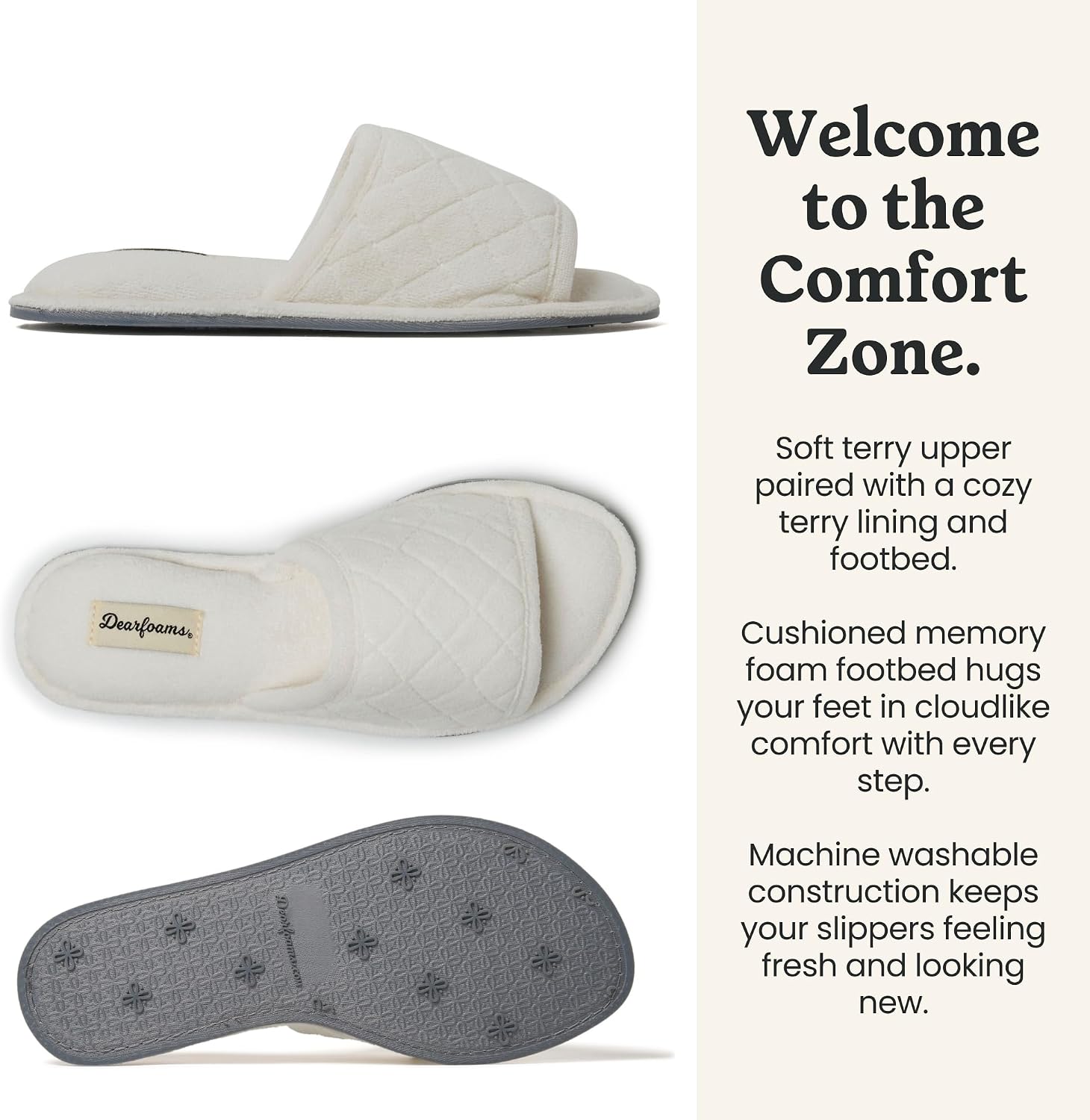 Dearfoams womens Slipper Memory Foam Summer House Shoe Beatrice Terry Slide