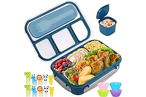 Bento Box, Leak-Proof Lunch Box for Adults/Kids, 4 Compartments Bento Box