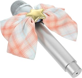 Fake Mic Props Fake Microphone Prop Microphone Pretend Play Microphone Toys with Large Bow Decor for Birthday Party Favors Stage or Costume Prop Vocal Microphone