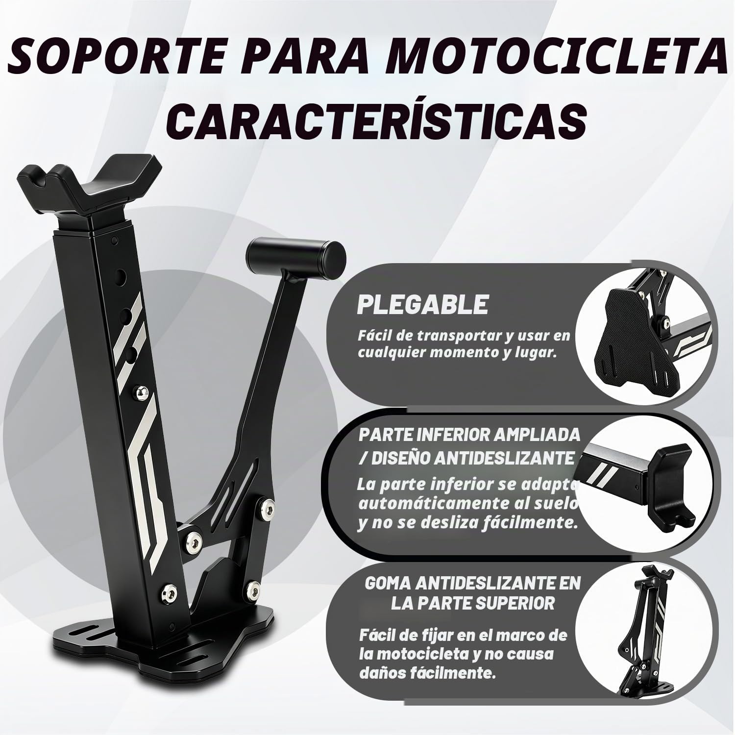 JFG RACING Soporte Rueda Moto,Soporte Rueda Delantera y Trasera Portátil Plegable,Caballete Rueda Trasera Universal pour Motocross Enduro Supermoto Moto Deportiva