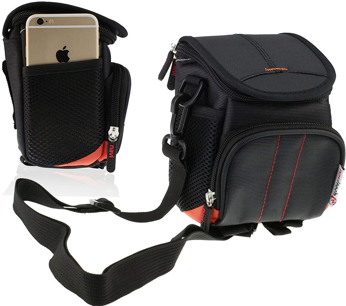 NavitechBlack Portable Binocular Shoulder Bag - Compatible With DFlamepower Mini 30x60 Compact Folding Binoculars