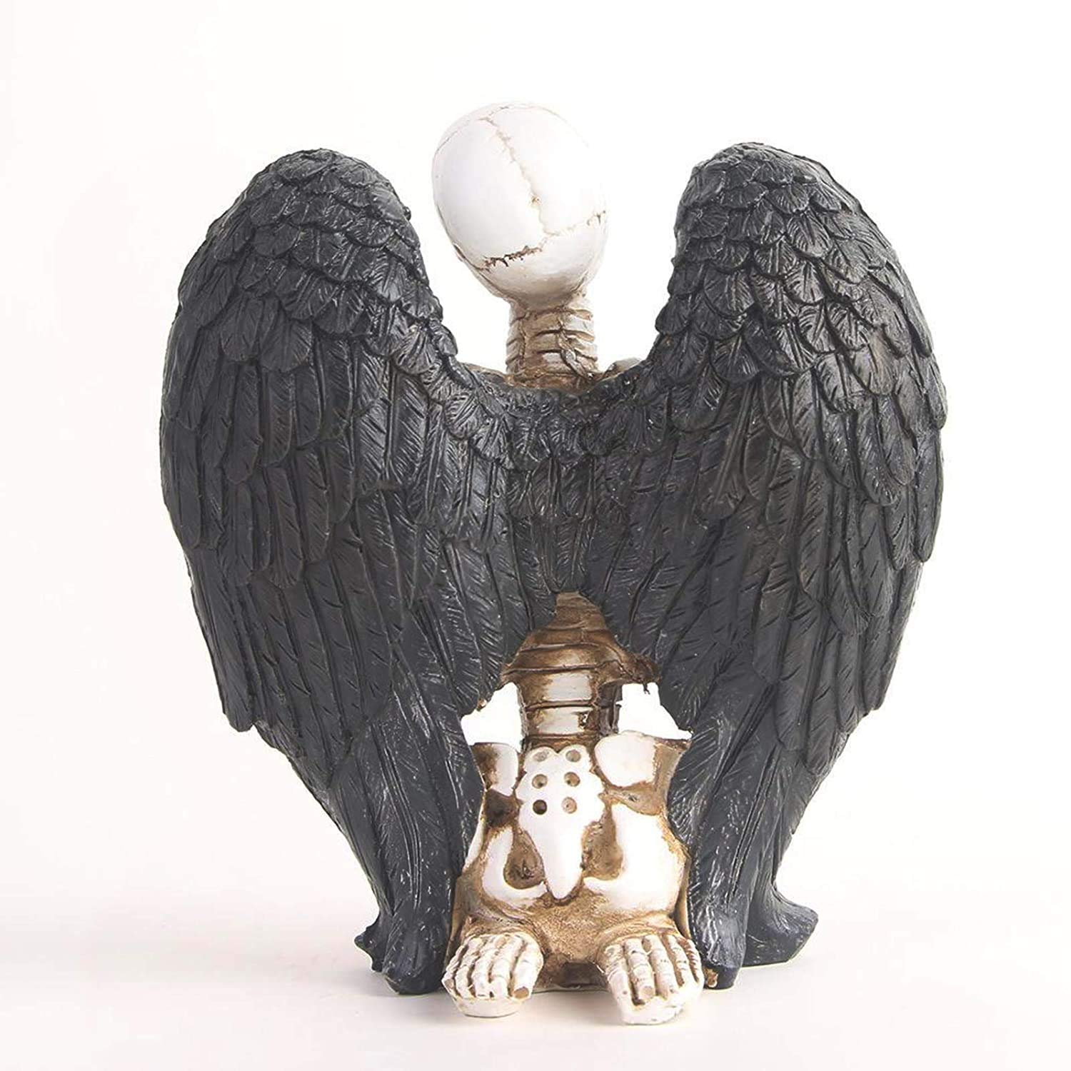 Figura Ornamentale Teschio D'Angelo Con Ali - Statuetta In Resina Nero - Decorazione Horror Per Halloween, Cosplay, Fotografia - 9,5x14x15 Cm