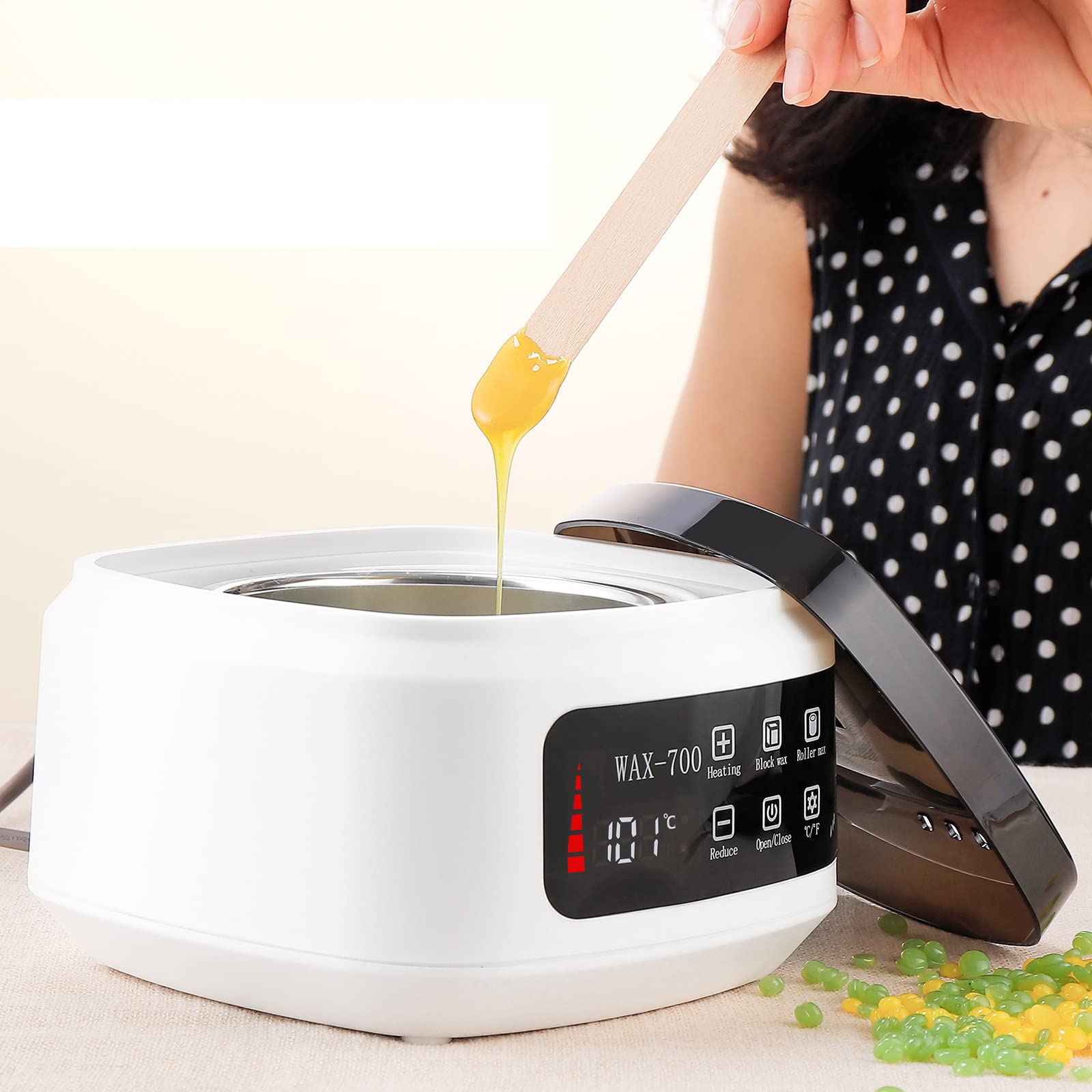 Máquina De Terapia De Cera, Máquina De Fusión De Cera De Frijol De Cera Depilatoria Inteligente De 500 ML, 10 Minutos para Derretir La Cera Rápidamente, Adecuada para Todo Tipo De Cera