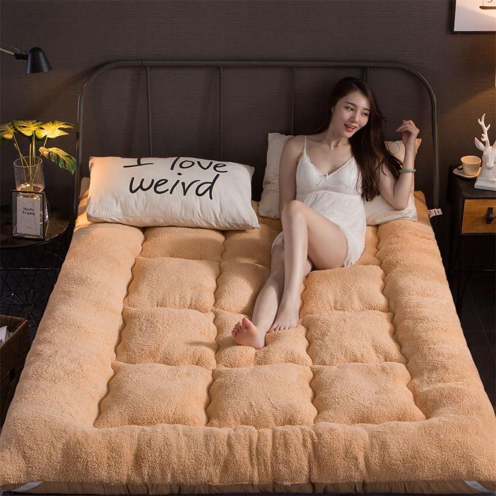 Japanese Futon Floor Mattress，Full Size, Thicken Japanese Floor Sleeping Pad Foldable, Roll Up Tatami Mat Easy to Store And Portable, Futon Mattress Suitable for Camping and Guest Room(Gray,150x200cm)